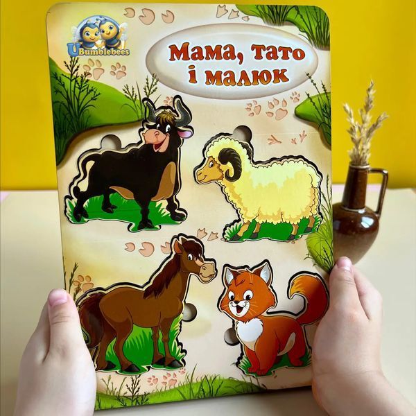 Розвиваюча деревʼяна гра Вкладиші більш-менш "Сім'я &ndash; домашні тварини-2" ПСД077 ПСД077 фото