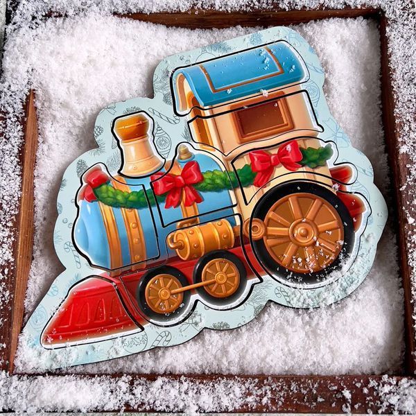 Контурний дерев'яний пазл - рамка "Паровоз" ПСФ145 ПСФ148 фото